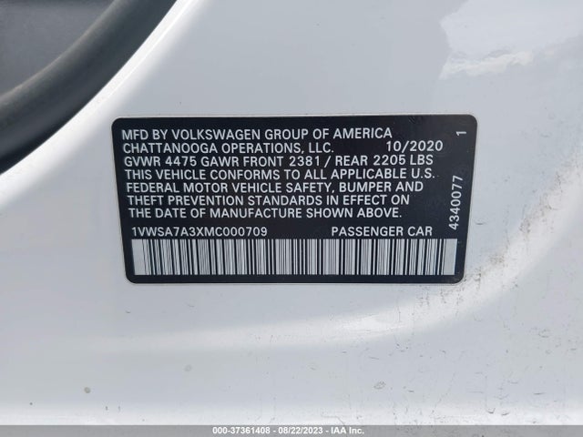 1VWSA7A3XMC000709 Volkswagen Passat 2.0t Se