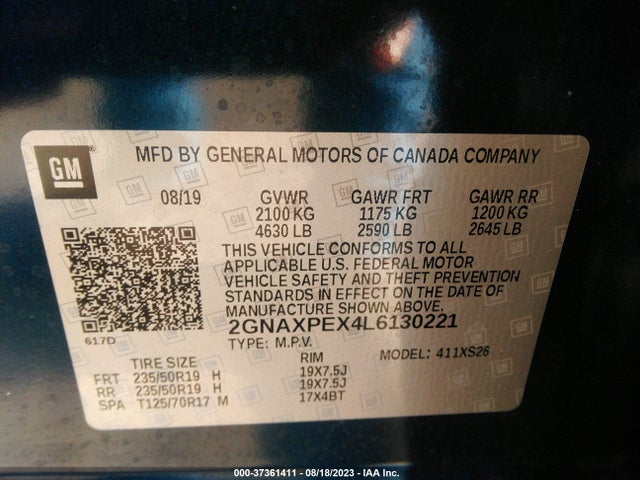 Chevrolet Equinox Premier 2020 2GNAXPEX4L6130221 Image 9
