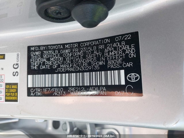 Toyota COROLLA LE 2022 JTDEPMAE0N3029135 Image 9