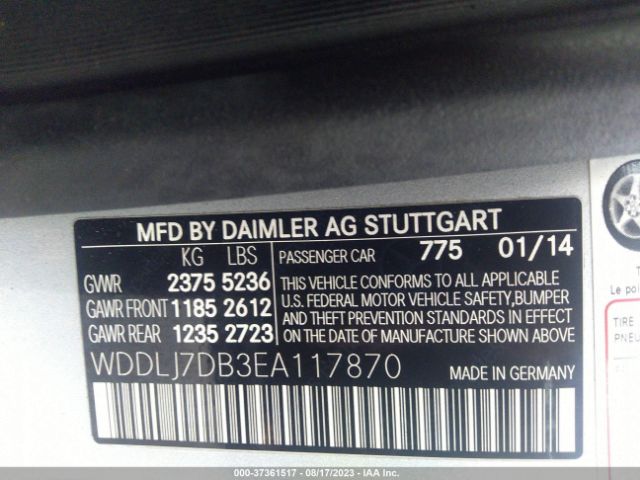 WDDLJ7DB3EA117870 Mercedes-Benz Cls-class Cls 550