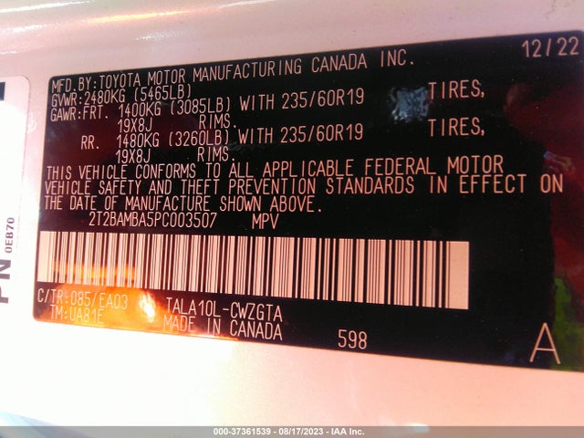 2023 Lexus RX, VIN: 2T2BAMBA5PC003507