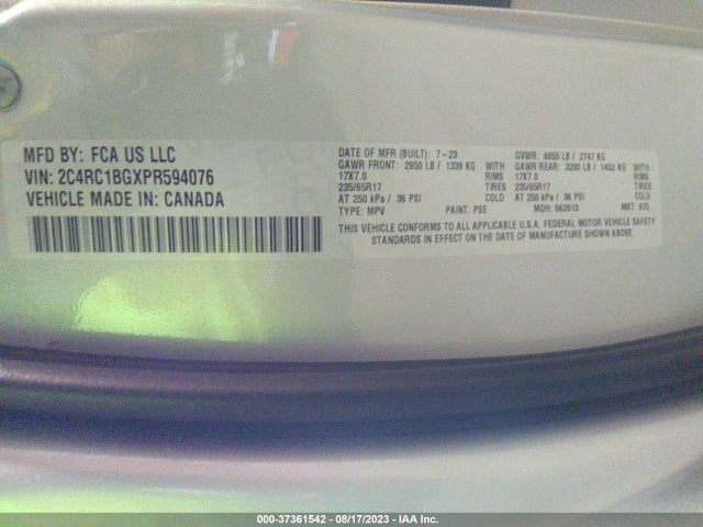 2C4RC1BGXPR594076 Chrysler Pacifica Touring L
