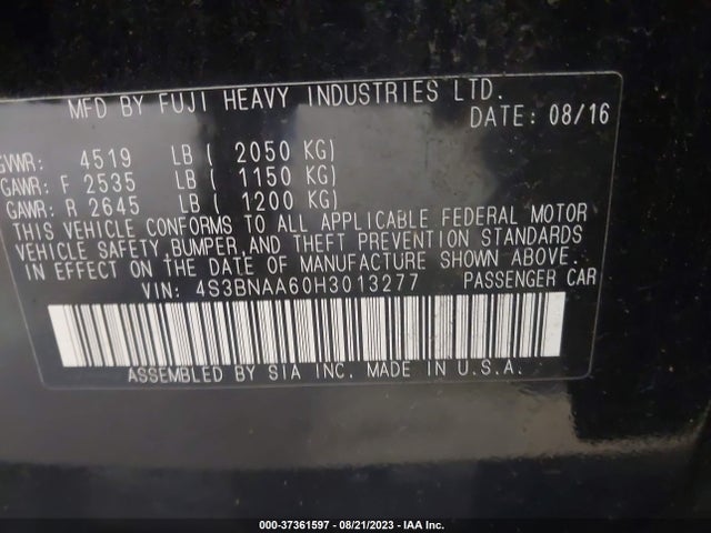 Subaru Legacy 2017 4S3BNAA60H3013277 Image 15