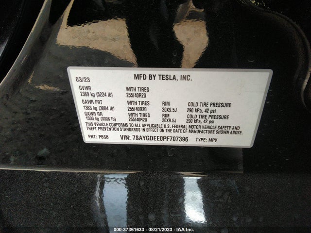 Tesla Model Y Long Range 2023 7SAYGDEE0PF707396 Image 15