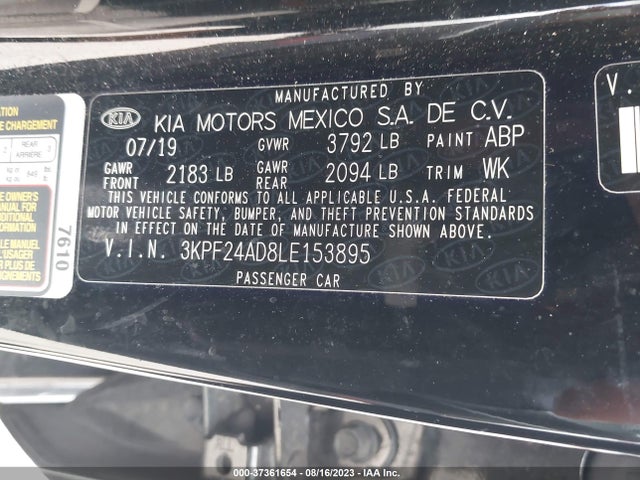 KIA Forte Lxs 2020 3KPF24AD8LE153895 Image 9