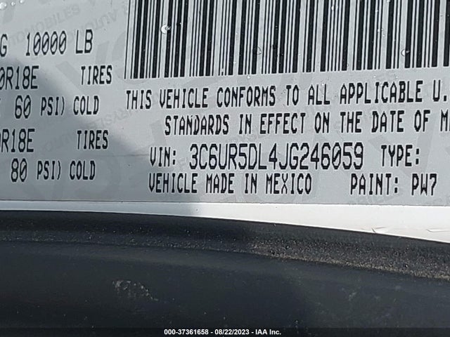 3C6UR5DL4JG246059 RAM 2500 Slt