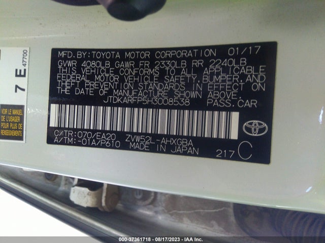 Toyota Prius Prime Plus/premium/advanced 2017 JTDKARFP5H3008538 Image 9