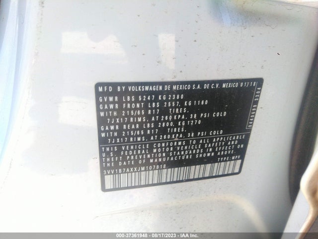 3VV1B7AXXJM107818 Volkswagen TIGUAN S