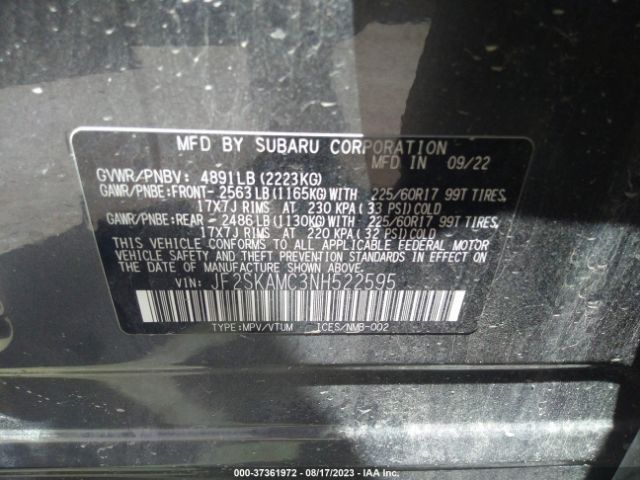 JF2SKAMC3NH522595 Subaru Forester Wilderness