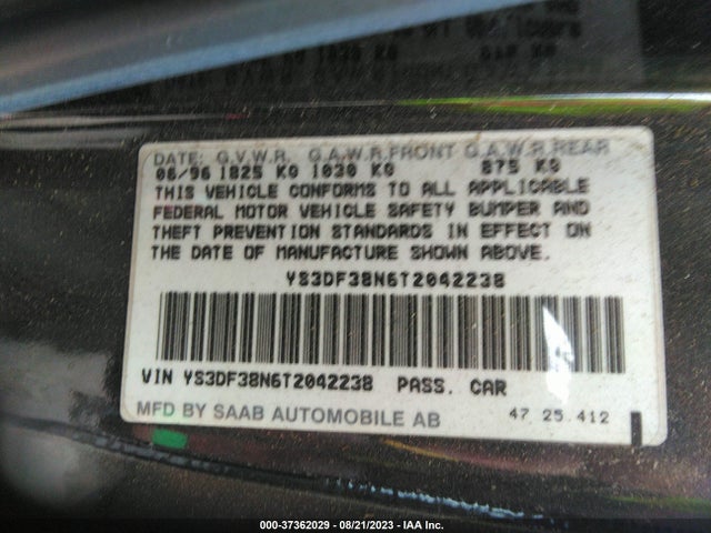 Aukcja sprzedaży 1996 Saab 900 Se Turbo, vin: YS3DF38N6T2042238, numer aukcji: 37362029