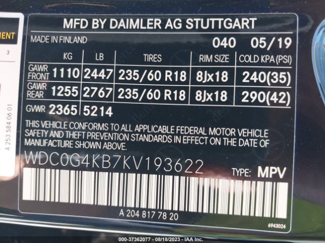 WDC0G4KB7KV193622 Mercedes-Benz Glc Glc 300