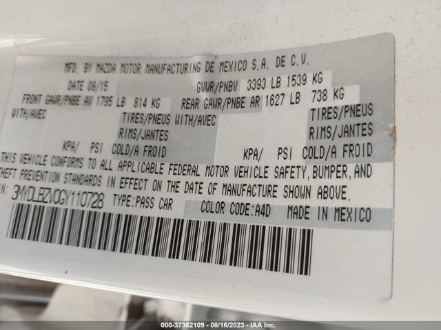 2016 Toyota IA, VIN: 3MYDLBZV0GY110728