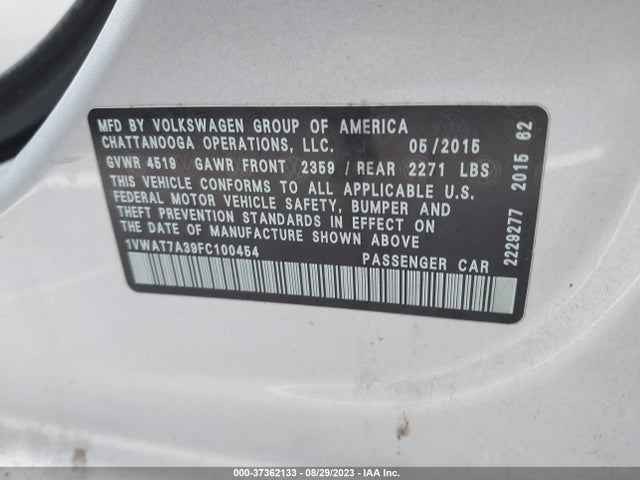 1VWAT7A39FC100454 Volkswagen Passat 1.8t Limited Edition