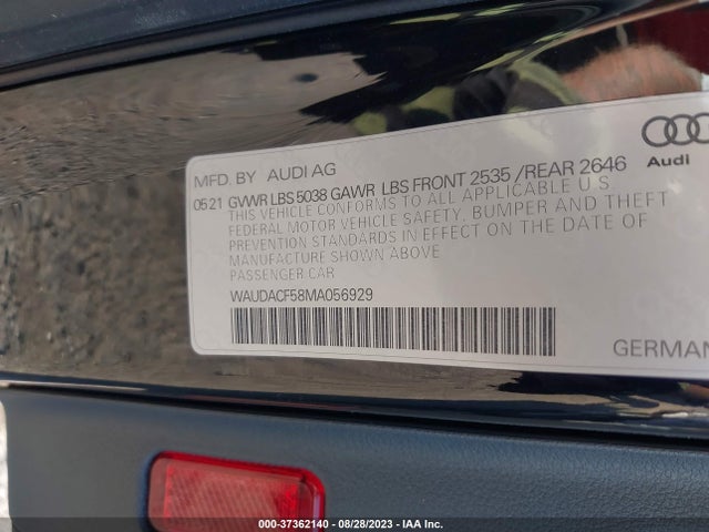 WAUDACF58MA056929 Audi A5 Sportback S Line Premium