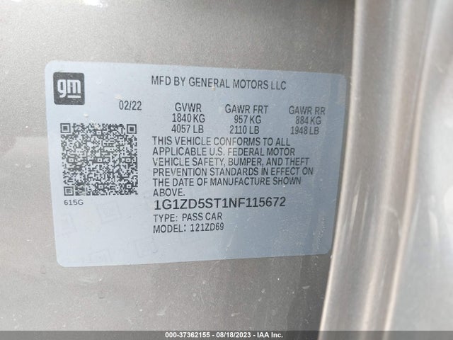 Chevrolet MALIBU LT 2022 1G1ZD5ST1NF115672 Image 9