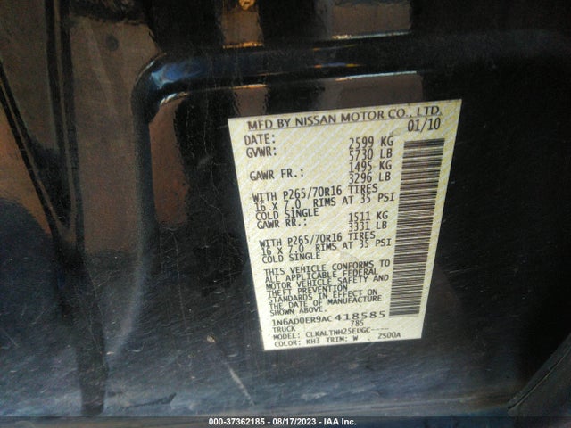 2010 NISSAN FRONTIER SE VIN: 1N6AD0ER9AC418585