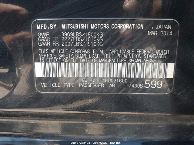 JA32U2FU4EU021600 Mitsubishi LANCER ES