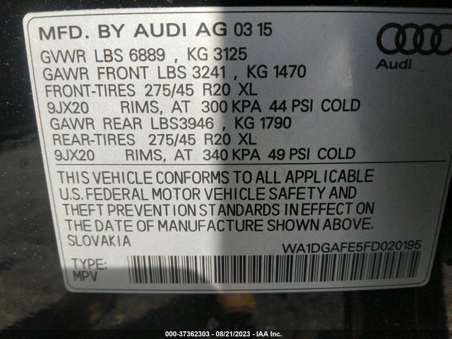 WA1DGAFE5FD020195 Audi Q7 3.0t S Line Prestige