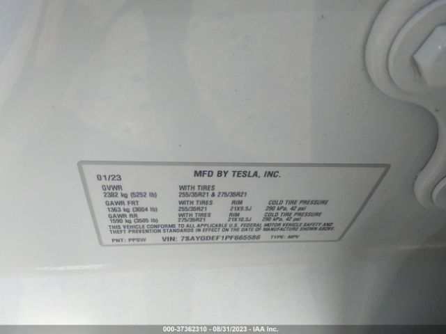 7SAYGDEF1PF665586 Tesla Model Y Performance