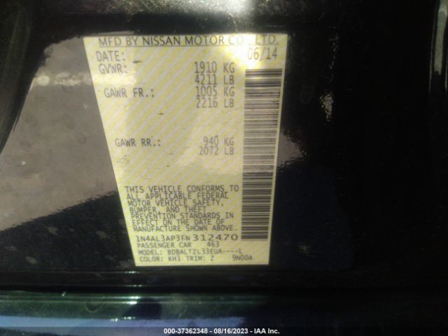 1N4AL3AP3FN312470 Nissan Altima 2.5 Sl