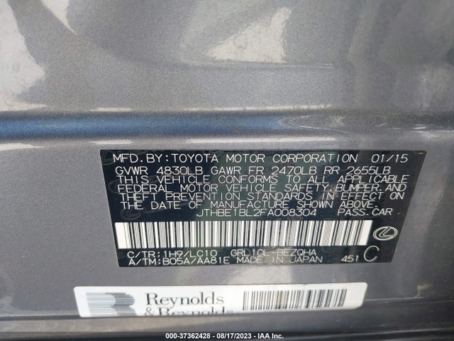 Lexus GS 350 2015 JTHBE1BL2FA008304 Image 9