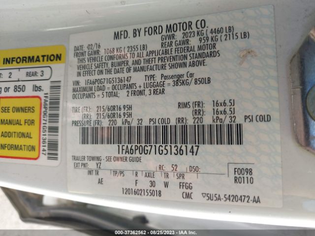 1FA6P0G71G5136147 Ford FUSION S