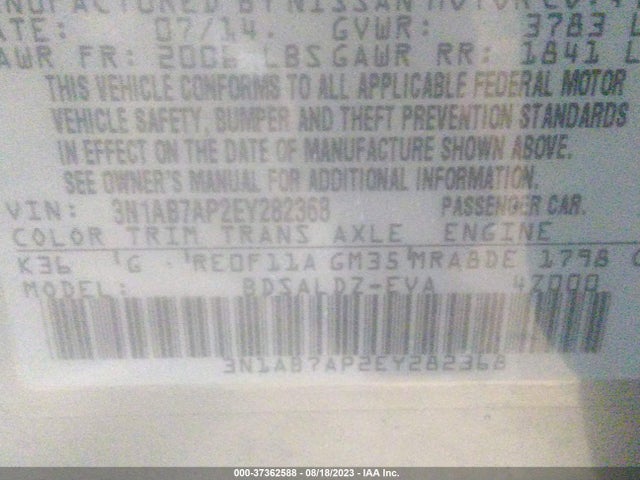 Nissan SENTRA SV 2014 3N1AB7AP2EY282368 Image 9