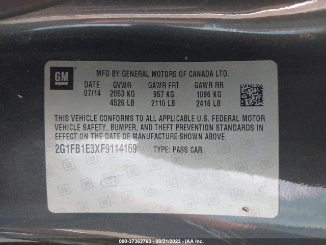 Chevrolet CAMARO LS 2015 2G1FB1E3XF9114169 Image 9
