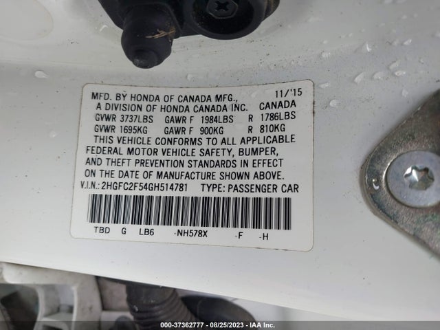 Honda Civic Sedan Lx 2016 2HGFC2F54GH514781 Image 9