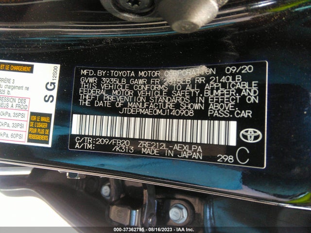 Toyota COROLLA LE 2021 JTDEPMAE0MJ140908 Image 9