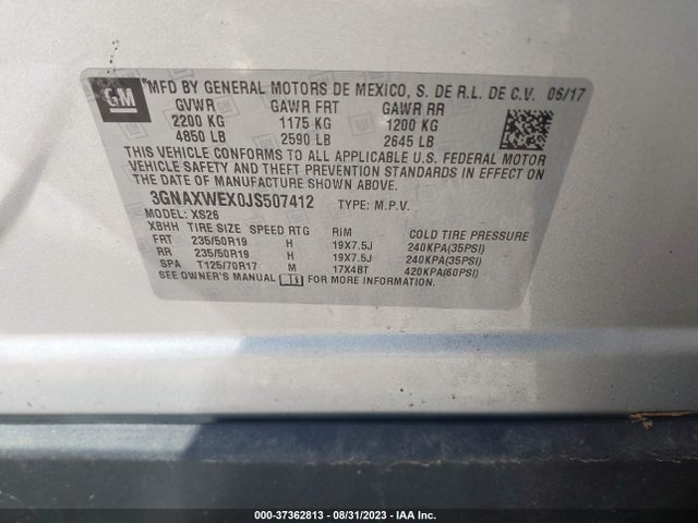 Chevrolet Equinox Premier 2018 3GNAXWEX0JS507412 Image 9