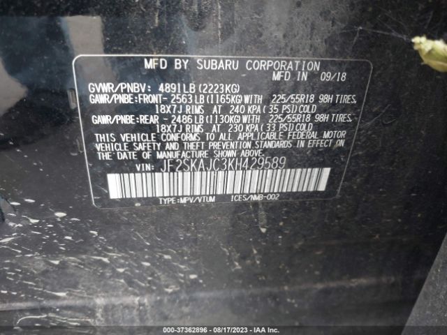 JF2SKAJC3KH429589 Subaru Forester Sport