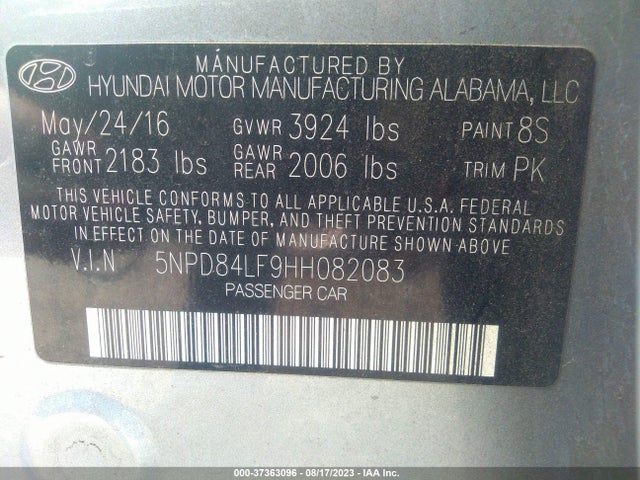 Hyundai ELANTRA SE 2017 5NPD84LF9HH082083 Image 9