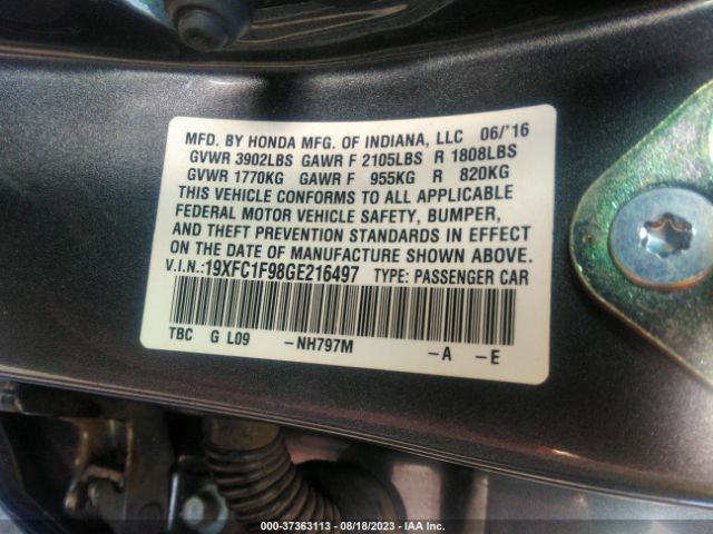 19XFC1F98GE216497 Honda Civic Sedan Touring