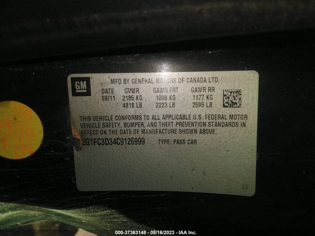 2012 CHEVROLET CAMARO 2LT VIN: 2G1FC3D34C9126999
