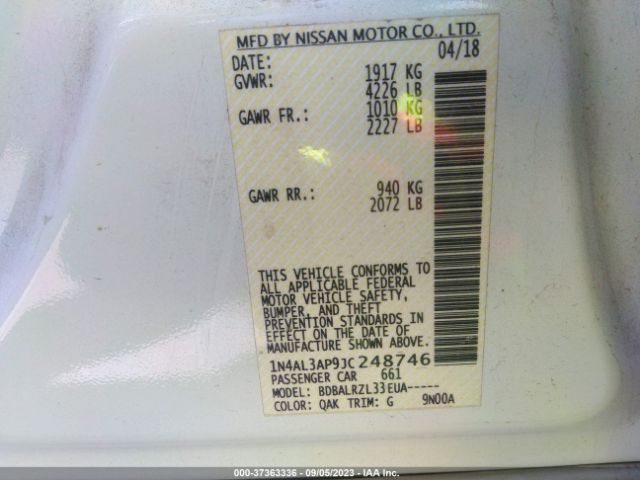 1N4AL3AP9JC248746 Nissan Altima 2.5 Sl