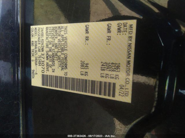 1N4BL4DV2NN373070 Nissan Altima 2.5 Sv
