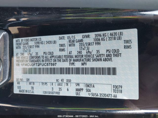 1FMCU0F72FUC57597 Ford ESCAPE S