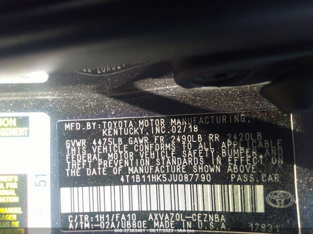 Toyota CAMRY LE 2018 4T1B11HK5JU087790 Image 15