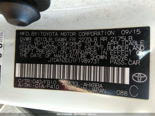 Toyota Prius Four 2015 JTDKN3DU1F1989731 Image 9