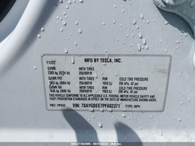 2023 TESLA MODEL Y 7SAYGDEE7PF602371 Photo 8