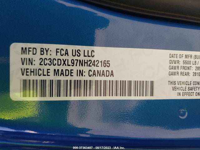 Dodge Charger Srt Hellcat Widebody 2022 2C3CDXL97NH242165 Image 9
