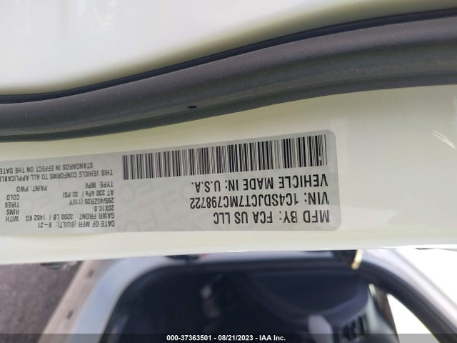 2021 DODGE DURANGO R/T VIN: 1C4SDJCT7MC798722
