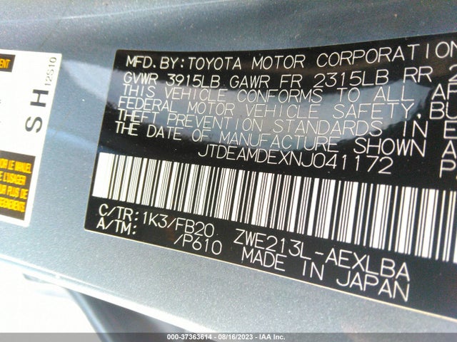 Toyota Corolla Hybrid Le 2022 JTDEAMDEXNJ041172 Image 9