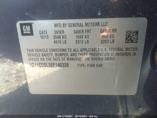 Chevrolet MALIBU 1LT 2014 1G11C5SL3EF146339 Image 9