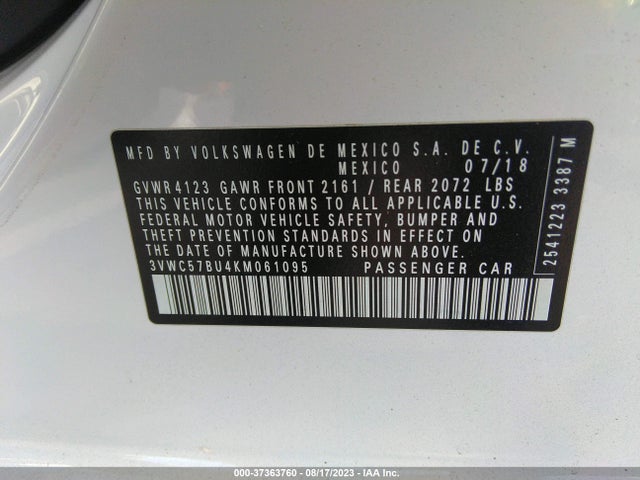 3VWC57BU4KM061095 Volkswagen Jetta S/se/r-line