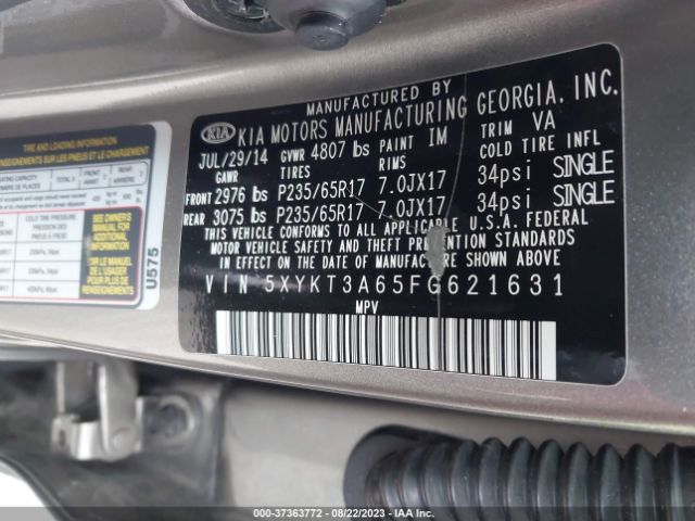 5XYKT3A65FG621631 KIA SORENTO LX