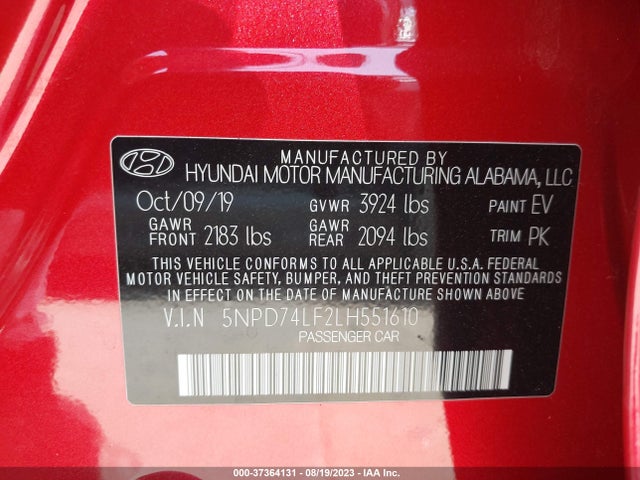 Hyundai ELANTRA SE 2020 5NPD74LF2LH551610 Image 9