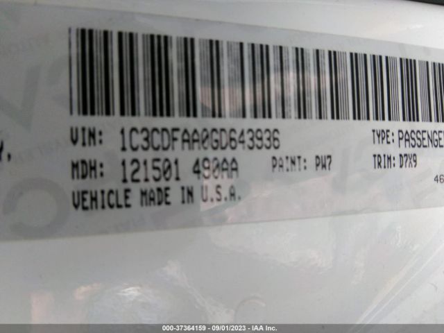 1C3CDFAA0GD643936 Dodge DART SE