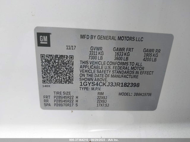 1GYS4CKJ3JR182398 Cadillac Escalade Premium Luxury